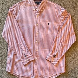 Polo by Ralph Lauren Men's Pink Striped Button Down Shirt